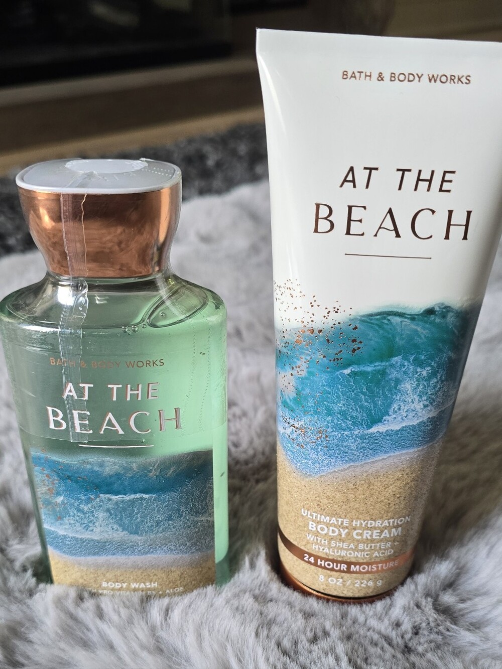 Bath & Body Works At The Beach Body Wash & Cream - Aqua, White, Gold